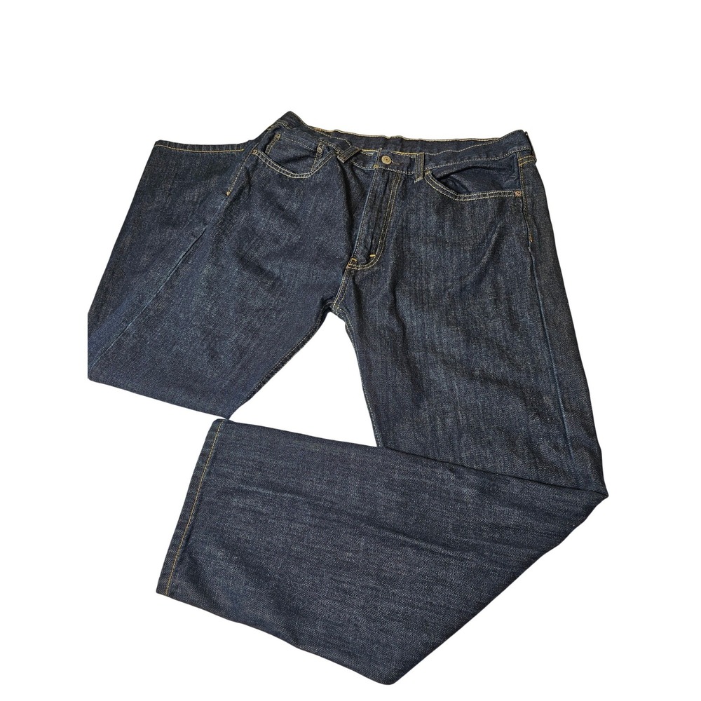 Levis 505 Regular Fit Jeans Mens 36x30 Dark Indigo Blue Straight Leg Denim